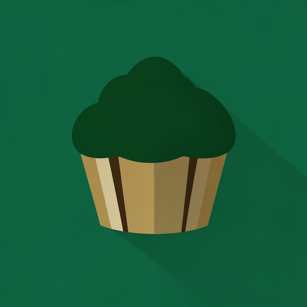 Ilustração vetorial plana de cupcakes dispostos sobre uma xícara em tons rosa empoeirado, creme e dourado, com fundo neutro.